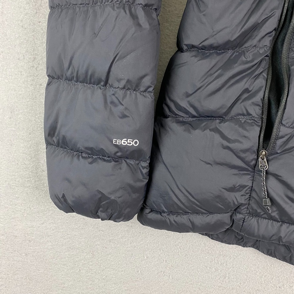 Eddie Bauer women Jacket Large Down Puffer Hooded EB 650 Black - Picture 2 of 13